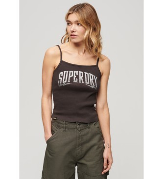 Superdry - pour femme. t-shirt graphique retro rocker gris fonc