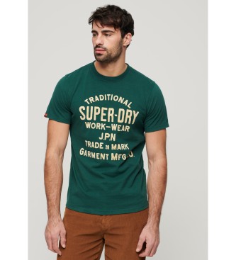 Superdry - pour homme. t-shirt graphique floqu? vert workwear