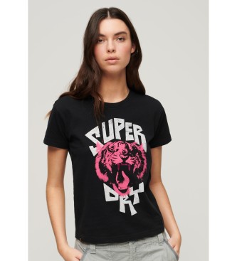 Superdry For Woman. W1011415A Lo-fi Rock Graphic T-shirt Black (S), Casual, Cotton, Short Sleeve