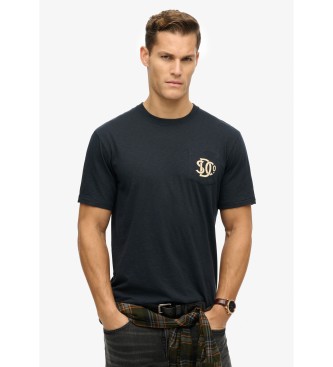 Superdry para hombre. M1012210A Camiseta gráfica Merchant Store marino (S), Casual, Algodón, Manga corta