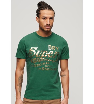 Para hombre. M1011901A Camiseta gráfica metalizada Workwear (M), Casual, Algodón, Manga corta