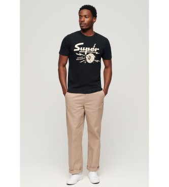Superdry för män. M1011918A Retro Rocker T-shirt med grafik svart (XXL), Casual, Bomull, Kort ärm