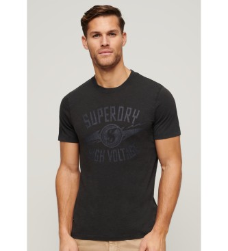 Superdry - pour homme. t-shirt graphique retro rocker noir