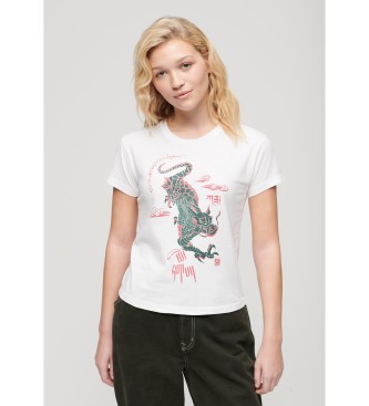 Camiseta Komodo Kailash Dragon blanco (XS), Casual, Algodón, Manga corta