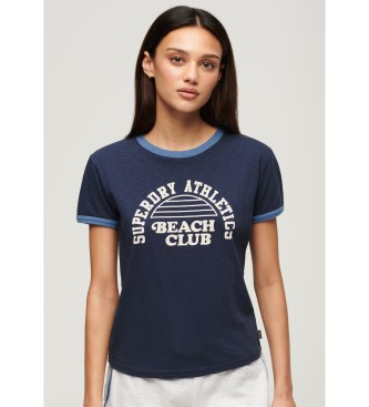 Superdry - pour femme. t-shirt ringer athletic essentials marine