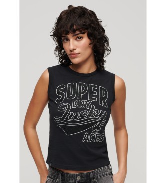 Para mujer. W6011898A Camiseta con adornos Retro (S), Casual, Algodón, Sin mangas / Tirantes