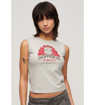 Superdry para mujer. W6011977A Camiseta sin mangas Komodo Ganesh gris (S), Casual, Sin mangas / Tirantes, Algodón Orgánico, Sostenible