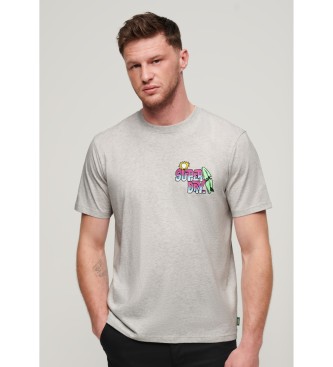 Superdry para hombre. M1011907A Camiseta suelta Neon Travel gris (XXL), Casual, Algodón, Manga corta