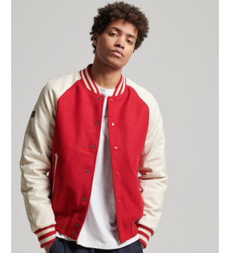 Superdry para hombre. M5011730A Cazadora bómber College Varsity rojo (XXL), Casual, Lana
