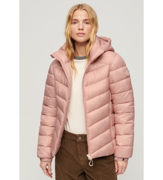 Superdry para mujer. W5011651A Chaqueta acolchada con capucha Fuji rosa (M), Casual, Nylon, Manga larga