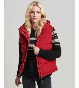 Superdry Para Mujer. W5010907A Chaleco Acolchado Con Capucha Everest Rojo (Xl), Casual, Nylon, Sostenible-image
