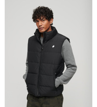 Superdry para hombre. M5011808A Chaleco acolchado Sports negro (S), Casual, Poliéster Reciclado, Sostenible