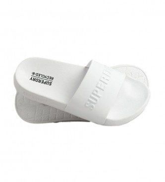Superdry para mujer. WF310185A Chanclas de piscina con logotipo Code blanco (40/41), Plano, Ninguno, Casual, Beachwear