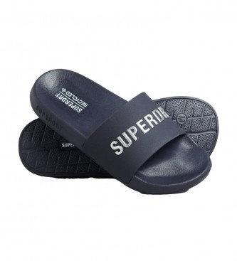 Superdry para mujer. WF310185A Chanclas de piscina con logotipo Code marino (38/39), Plano, Ninguno, Casual, Beachwear