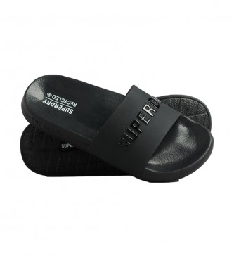 Superdry para mujer. WF310185A Chanclas de piscina con logotipo Code negro (36/37), Plano, Ninguno, Casual, Beachwear