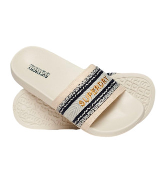 Superdry para mujer. WF310227A Chanclas de tira tejida beige (36/37), Plano, Ninguno, Beachwear