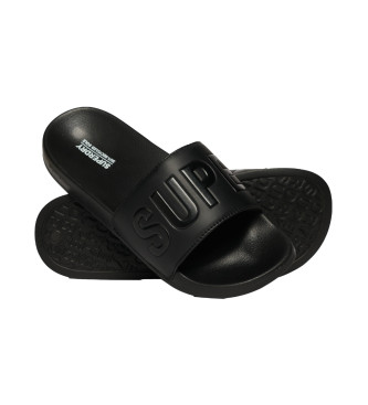 Superdry para hombre. MF310256A Chanclas veganas Core negro (40/41), Plano, Ninguno, Beachwear