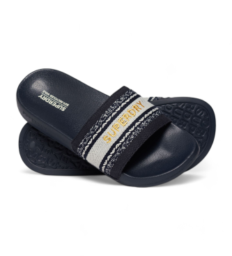 Superdry para mujer. WF310227A Chanclas de tira tejida negro (36/37), Plano, Ninguno, Casual, Beachwear