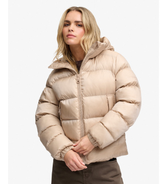 Superdry Chaqueta Acolchada Brillante con Capucha beige