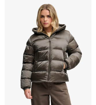 Superdry Chaqueta Acolchada Brillante con Capucha verde