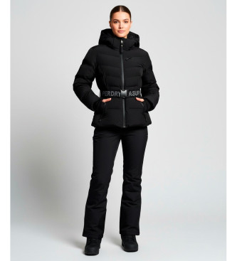 Superdry para mujer. WS110178A Chaqueta Acolchada de Esquí Luxe con Cinturón negro (XS), Casual, Poliamida