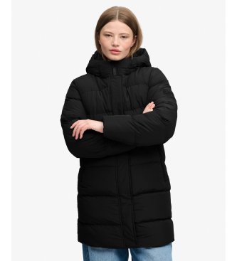 Superdry Chaqueta Acolchada Deportiva Media con Capucha negro