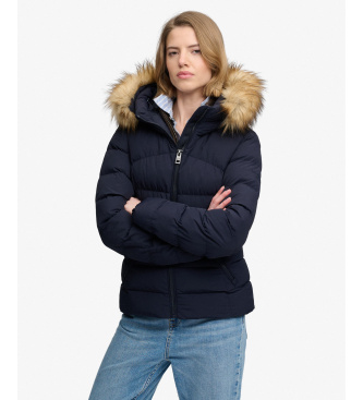 Superdry For Woman. W5012184A Fuji Padded Jacket With Faux Fur And Hood Navy (S), Casual, Polyester