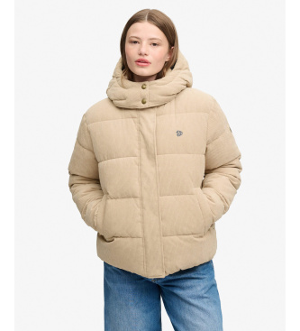 Superdry Chaqueta Acolchada Premium de Pana con Capucha marrón