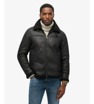 Superdry para hombre. M5012141A Chaqueta Aviator negro (M), Casual, Poliéster Reciclado, Sostenible