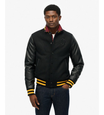 Superdry para hombre. M5012283A Chaqueta Bomber Clásica negro (S), Casual, Lana
