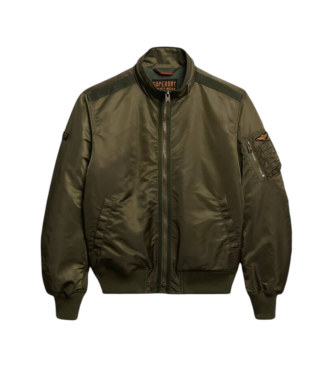 Superdry para hombre. M5012356A Chaqueta Bomber verde (S), Casual, Poliamida