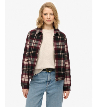 Superdry para mujer. W5011945A Chaqueta Checked Ranch Quilted granate (S), Casual, Poliéster