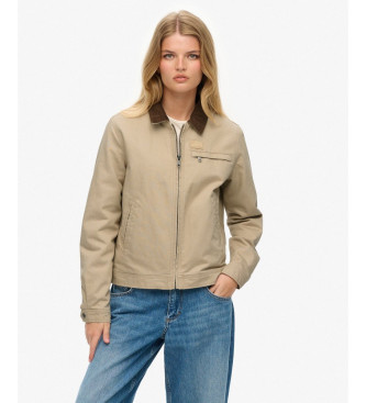 Superdry para mujer. W5011944A Chaqueta Cord Collar Quilt Ranch Humus beige (S), Casual, Algodón
