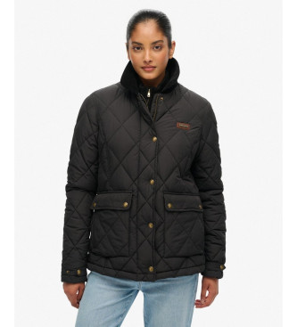 Superdryvoor Vrouwen. W5011957A Met Koord Afgezette Voeringjas Zwart (L), Casual, Polyester