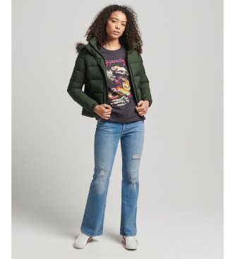 Superdry para mujer. W5011178A Chaqueta corta con capucha de uso intermedio verde (XS), Casual, Nylon