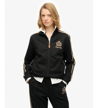 Superdry para mujer. W2012384A Chaqueta Country Club Track Top negro (M), Casual, Poliéster, Manga larga