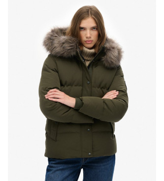 Superdry para mujer. W5011929A Chaqueta Everest 5 Baffle Puffer verde (M), Casual, Poliéster Reciclado, Sostenible