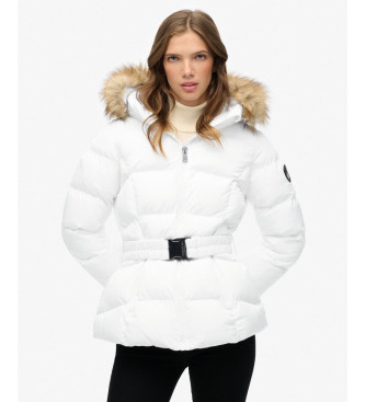 Superdry para mujer. W5011928A Chaqueta Fuji Belted Puffer blanco (XS), Casual, Poliéster
