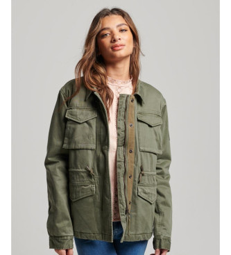 Superdry para mujer. W5011543A Chaqueta militar con forro M65 verde (M), Casual, Algodón