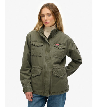 Superdry para mujer. W5011997A Chaqueta Military Borg verde (S), Casual, Algodón