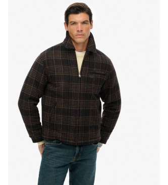 Superdry para hombre. M5012203A Chaqueta Wool Blend Check Ranch marrón (XL), Casual, Lana