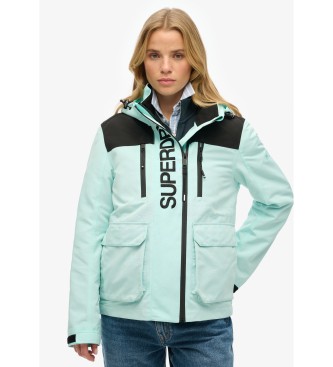 Superdry para mujer. W5011847A Chaqueta cortavientos con bloques de color Ultimate azul (XL), Casual, Poliéster Reciclado, Sostenible