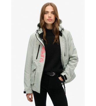 Superdry para mujer. W5011851A Chaqueta cortavientos con capucha Ultimate Tech gris (S), Casual, Poliéster Reciclado, Sostenible