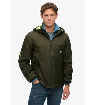 Superdry para hombre. M5012101A Chaqueta cortavientos con capucha y logotipo verde (L), Casual, Nylon, Sostenible 4