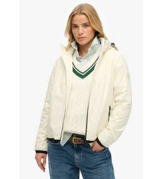 Superdry para mujer. W5011849A Chaqueta cortavientos con capucha y logotipo blanco (S), Casual, Sostenible, Nylon reciclado 3