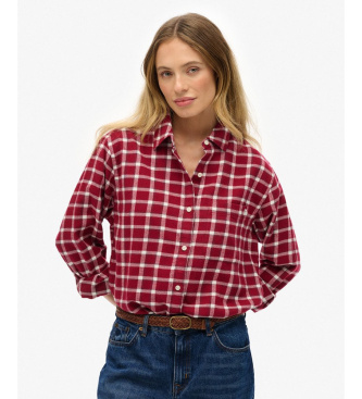 Superdry para mujer. W4010500A Camisa Flannel rojo (XXS), Casual, Algodón, Manga larga