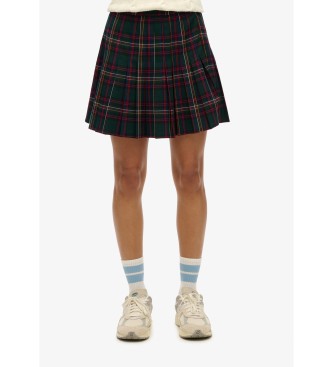 Superdry para mujer. W7210169A Falda mini plisada a cuadros verde (L), Casual, Poliéster