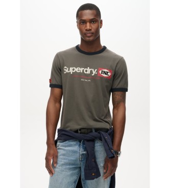 Superdry para hombre. M1012023A Camiseta Core Ringer Workwear verde (XL), Casual, Algodón, Manga corta