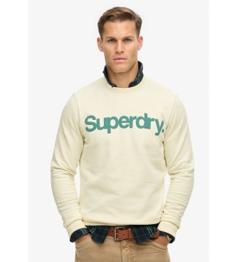 Superdry para hombre. M2013714A Sudadera clásica con logotipo Core beige (XL), Casual, Algodón, Sostenible