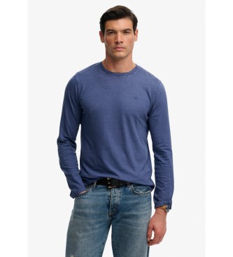 Superdry para hombre. M6010955A Camiseta Classic azul (L), Casual, Algodón, Manga larga